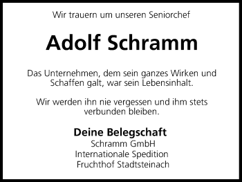 Anzeige von Adolf Schramm von MGO