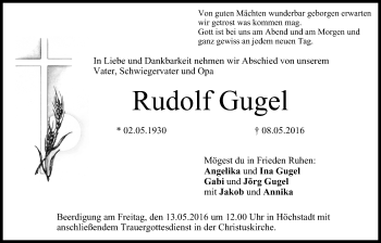 Anzeige von Rudolf Gugel von MGO