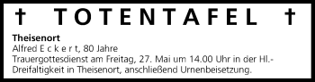 Anzeige von Totentafel vom 26.05.2016 von MGO