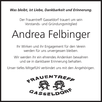Anzeige von Andrea Felbinger von MGO