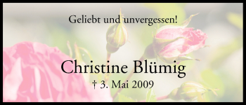 Anzeige von Christine Blümig von MGO
