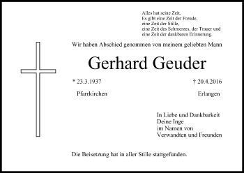 Anzeige von Gerhard Geuder von MGO