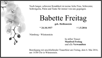 Anzeige von Babette Freitag von MGO