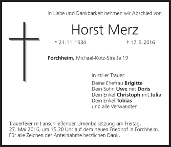 Anzeige von Horst Merz von MGO