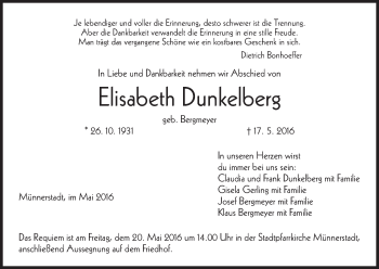 Anzeige von Elisabeth Dunkelberg von MGO