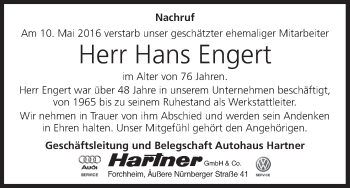 Anzeige von Hans Engert von MGO