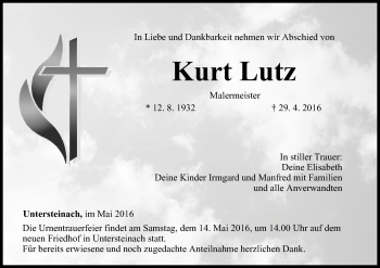 Anzeige von Kurt Lutz von MGO