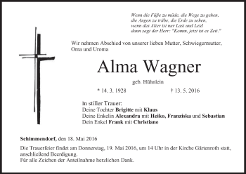 Anzeige von Alma Wagner von MGO