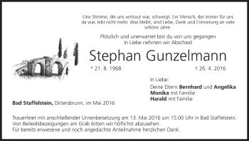 Anzeige von Stephan Gunzelmann von MGO