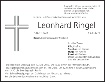 Anzeige von Leonhard Ringel von MGO