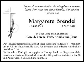Anzeige von Margarete Brendel von MGO