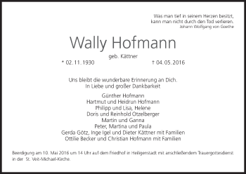 Anzeige von Wally Hofmann von MGO