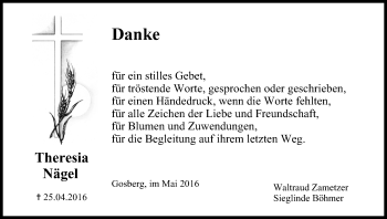 Anzeige von Theresia Nägel von MGO