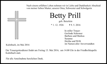 Anzeige von Betty Prill von MGO