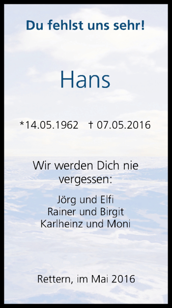 Anzeige von Hans  von MGO