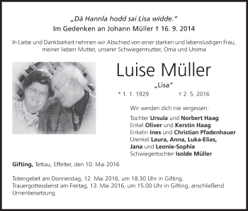 Anzeige von Luise Müller von MGO