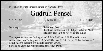 Anzeige von Gudrun Pensel von MGO