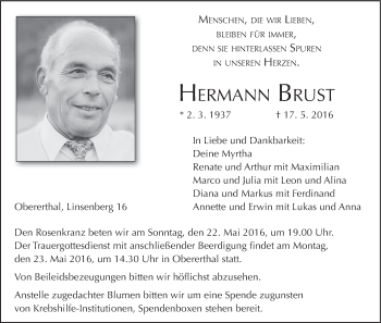 Anzeige von Hermann Brust von MGO