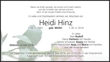 Anzeige von Heidi Hinz von MGO