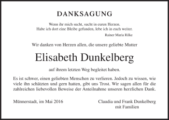Anzeige von Elisabeth Dunkelberg von MGO