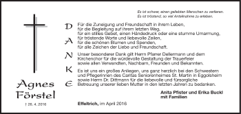 Anzeige von Agnes Förstel von MGO