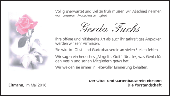 Anzeige von Gerda Fuchs von MGO
