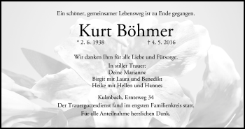Anzeige von Kurt Böhmer von MGO