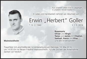 Anzeige von Erwin Goller von MGO