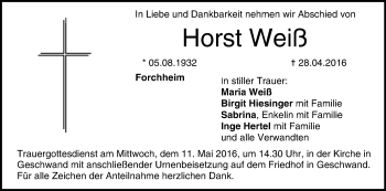 Anzeige von Horst Weiß von MGO