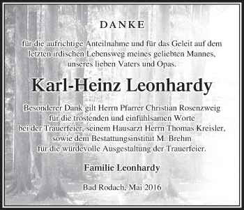 Anzeige von Karl-Heinz Leonhardy von MGO
