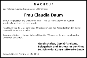Anzeige von Claudia Daum von MGO