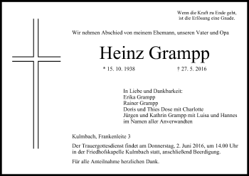 Anzeige von Heinz Grampp von MGO