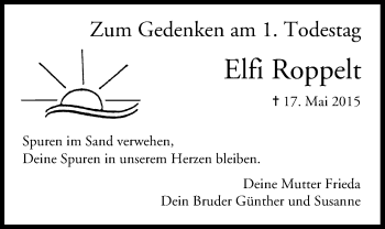 Anzeige von Elfi Roppelt von MGO