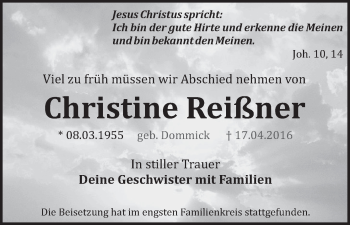 Anzeige von Christine Reißner von MGO
