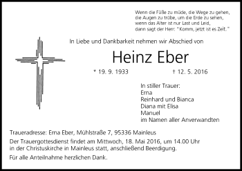 Anzeige von Heinz Eber von MGO