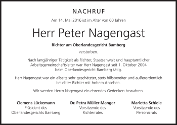 Anzeige von Peter Nagengast von MGO