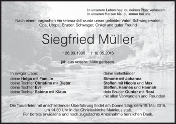 Anzeige von Siegfried Müller von MGO