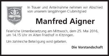 Anzeige von Manfred Aigner von MGO
