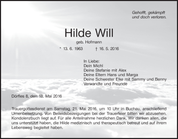 Anzeige von Hilde Will von MGO
