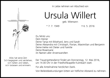 Anzeige von Ursula Willert von MGO