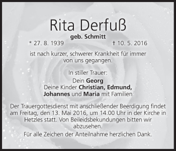 Anzeige von Rita Derfuß von MGO