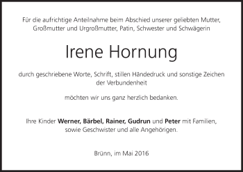 Anzeige von Irene Hornung von MGO