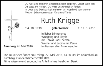 Anzeige von Ruth Knigge von MGO
