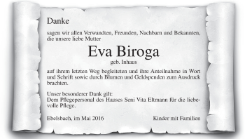 Anzeige von Eva Biroga von MGO