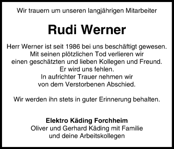 Anzeige von Rudi Werner von MGO