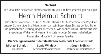Anzeige von Helmut Schmitt von MGO