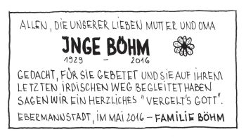 Anzeige von Inge Böhm von MGO