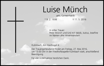 Anzeige von Luise Münch von MGO