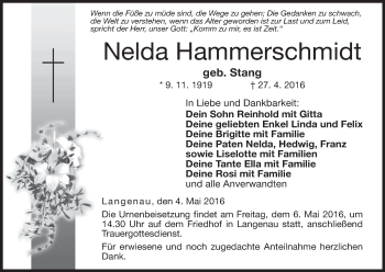 Anzeige von Nelda Hammerschmidt von MGO