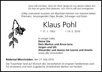 Anzeige von Klaus Pohl von MGO